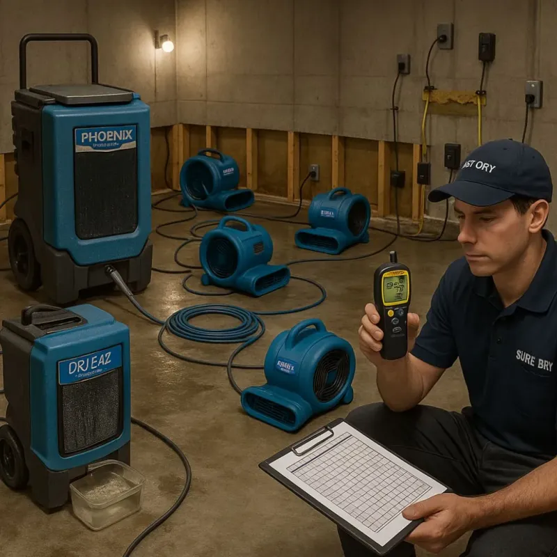 Structural Drying and Dehumidification process in Poteet, TX